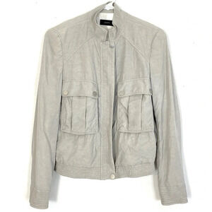 JOSEPH Bomber Jacket Womens Size Small Gray Retro Coat EUC French Dayton Cupro